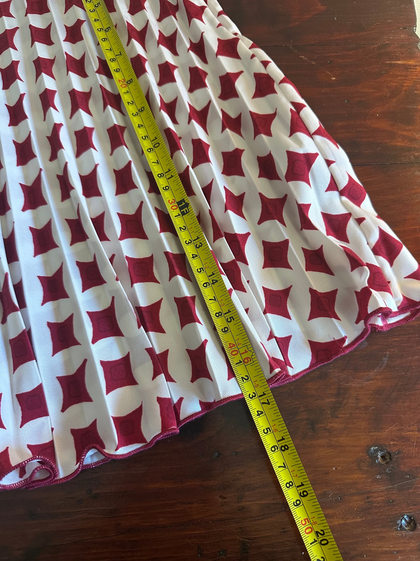 Zara Pleared Red and White Skirt - Size Medium
