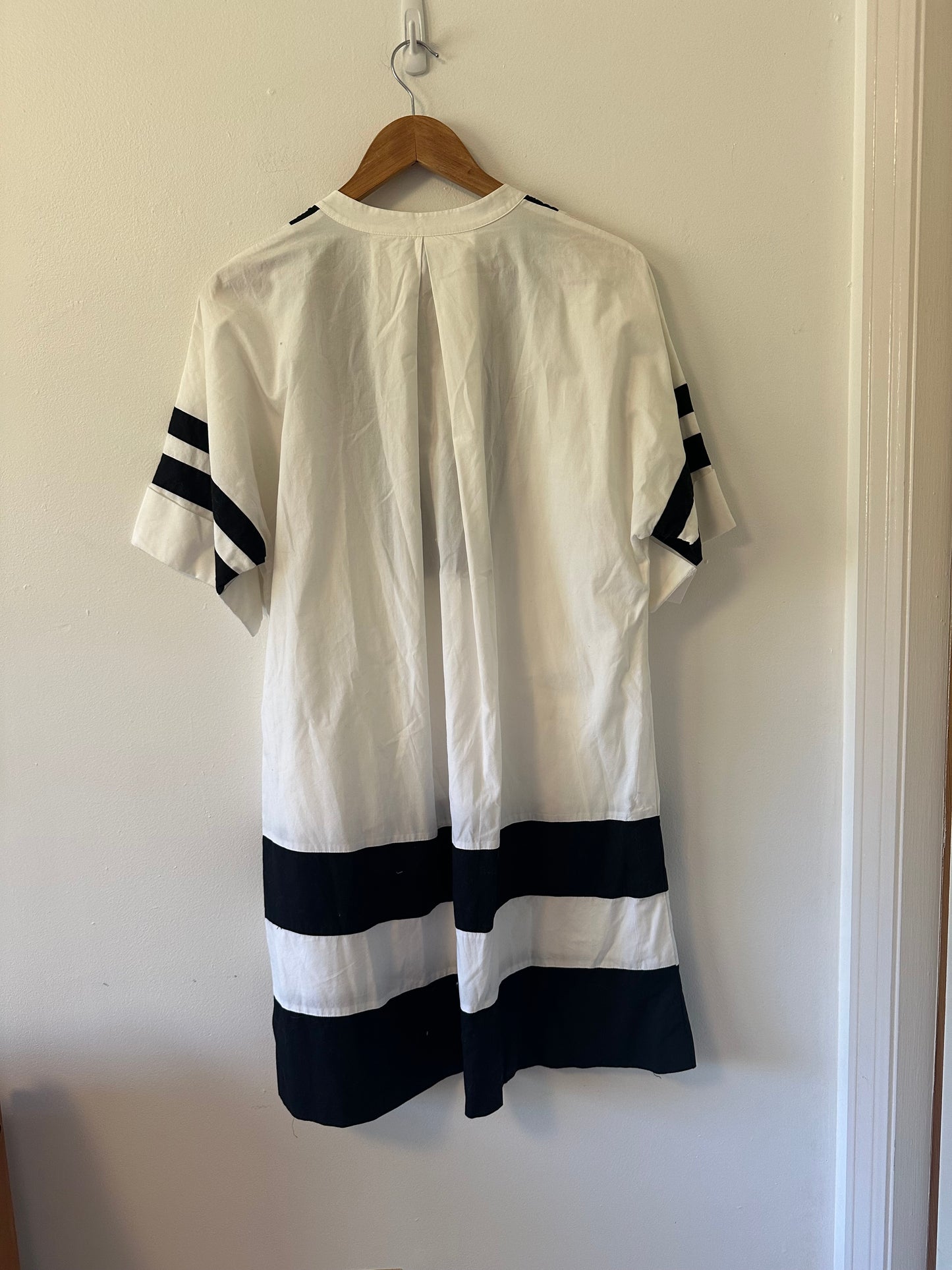 Madewell Black and White Striped Poncho Dress | Size Small