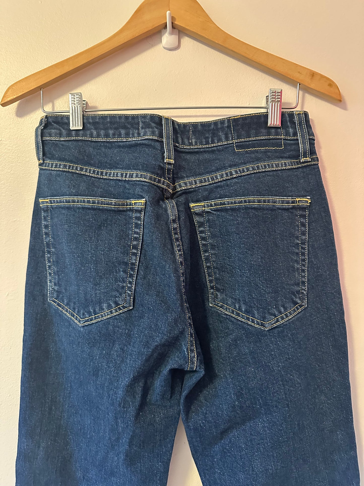 AMO Denim Bella Dark Blue Flare Jeans in Indie Blue | Size 29