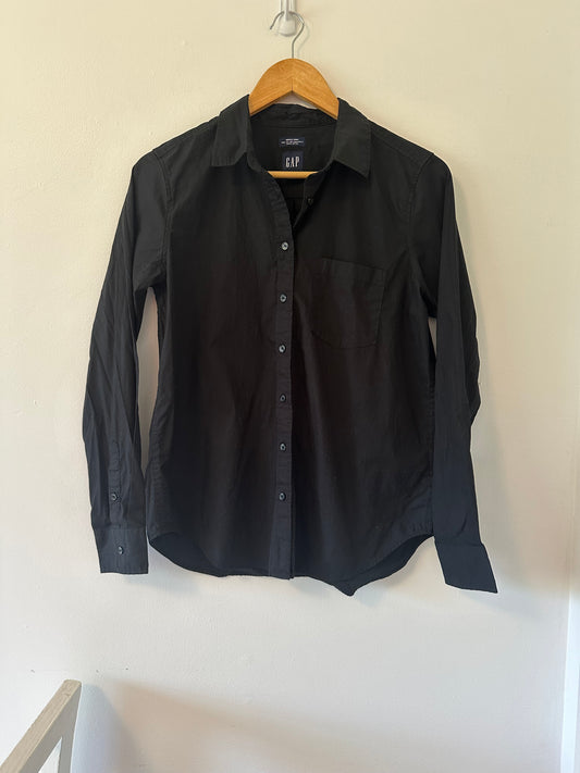 GAP Perfect Shirt in Black Cotton Poplin - Size Small