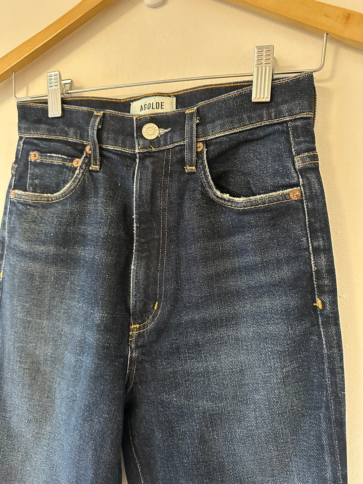 Agolde 90s Pinch Waist Ultra High Rise Dark Blue Jeans - Size 24