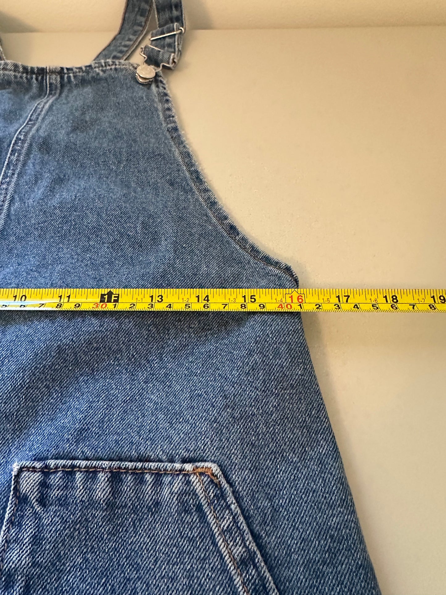 Topshop Denim Overall Mini Dress with Pockets | Size 2