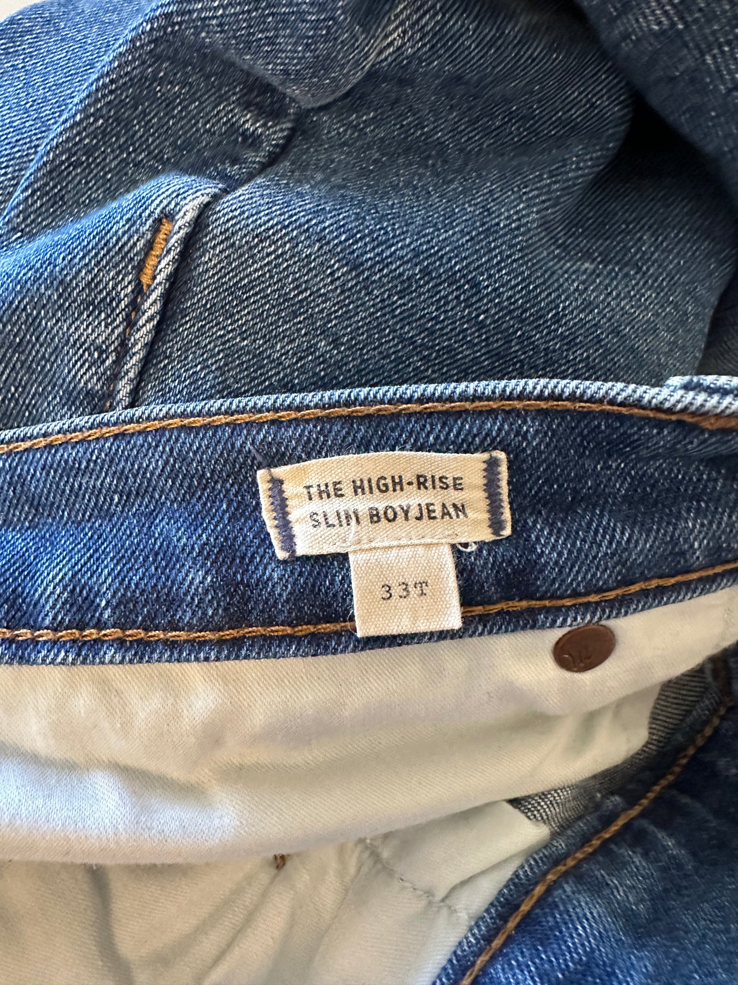 Madewell Women's The Slim High Rise Boy Straight Leg Jeans | Size 33 Tall