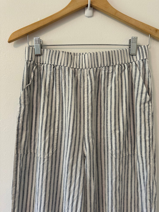 Marine Layer Allison Stripe Pull-On Wide Leg Hemp Blend Pants - Size Small