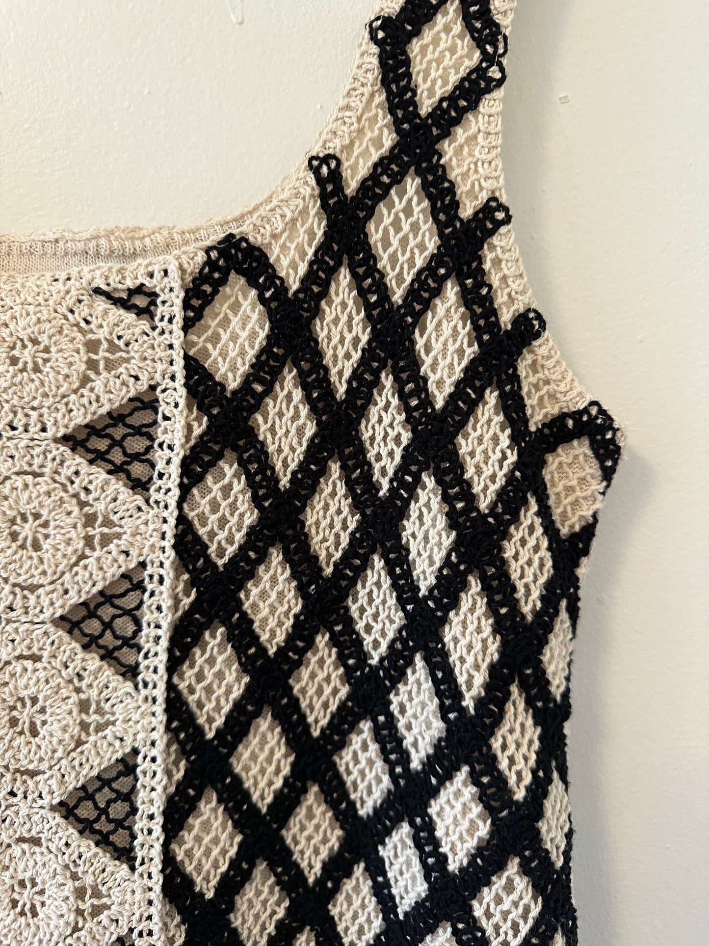 Z Supply Playa Dress in Black and Cream Crochet - Size Medium