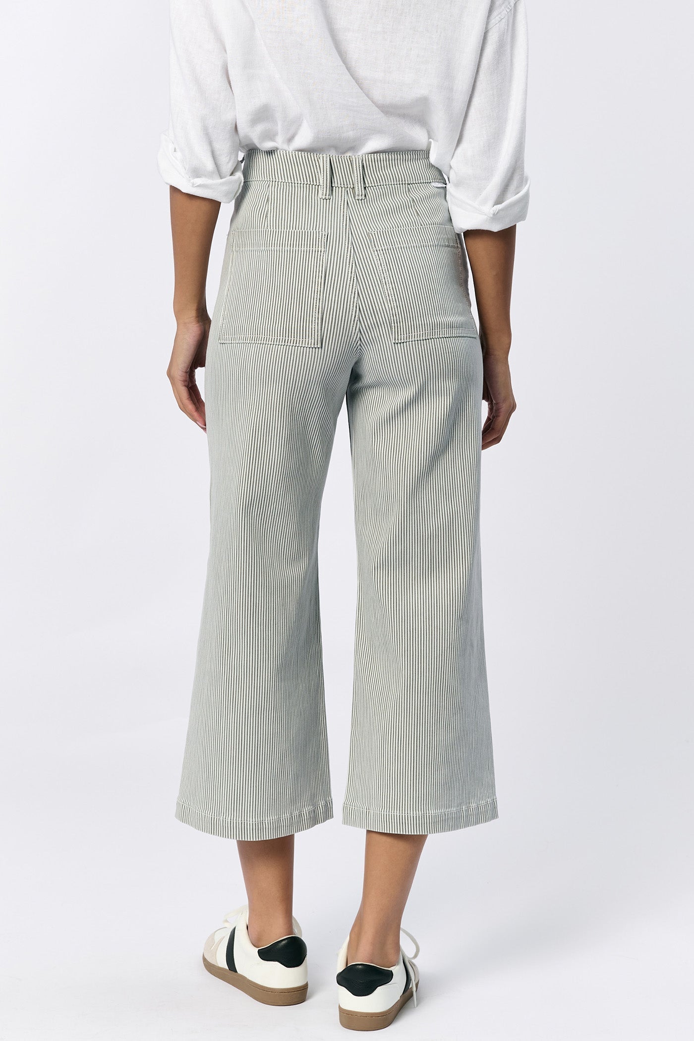 NWT Dear John Audrey Wide Leg Striped Jeans in Railroad Gray Stripe | Size 26