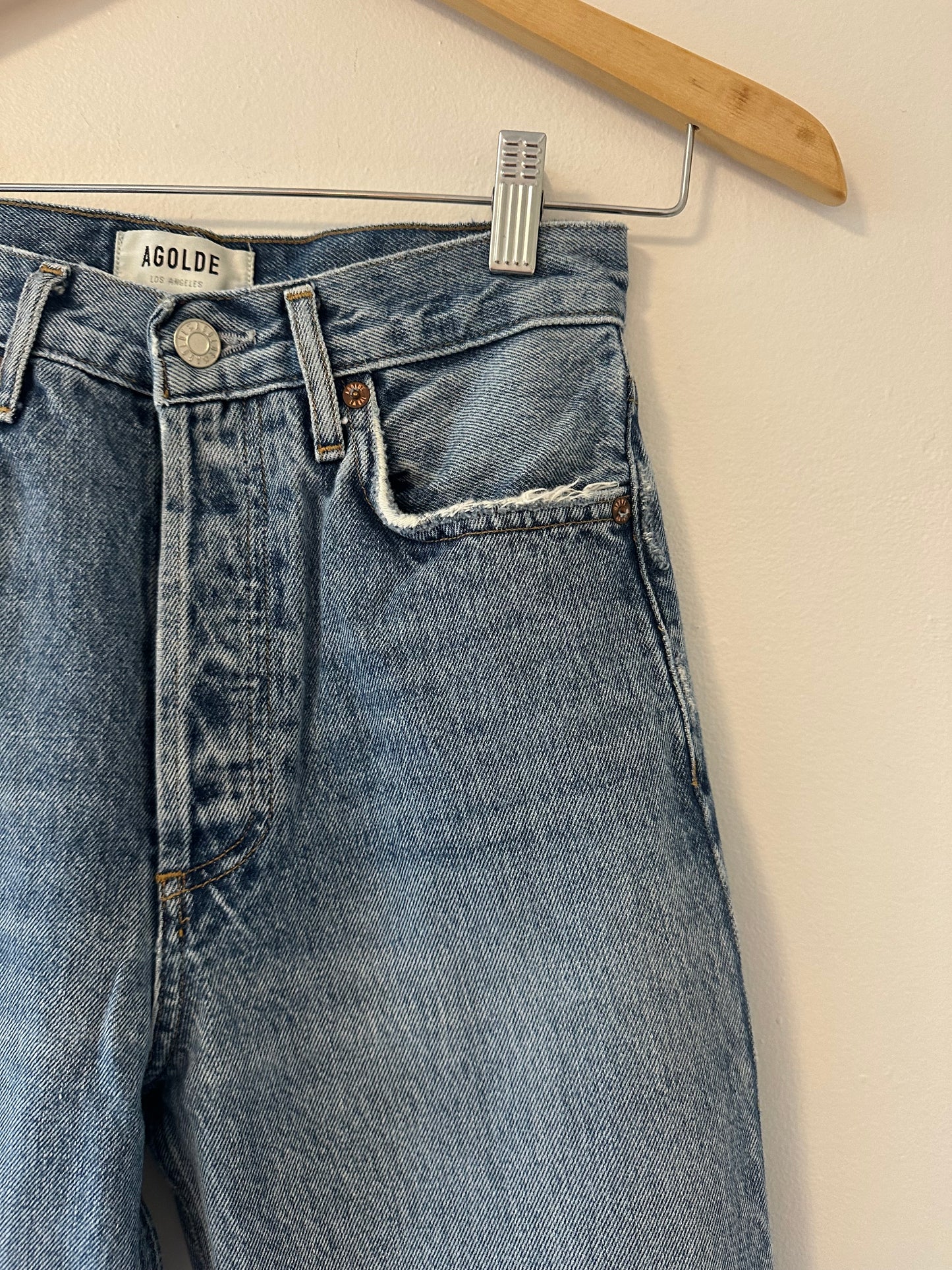Agolde Classic Blue Denim 90s Pinch Waist Jeans - Size 24