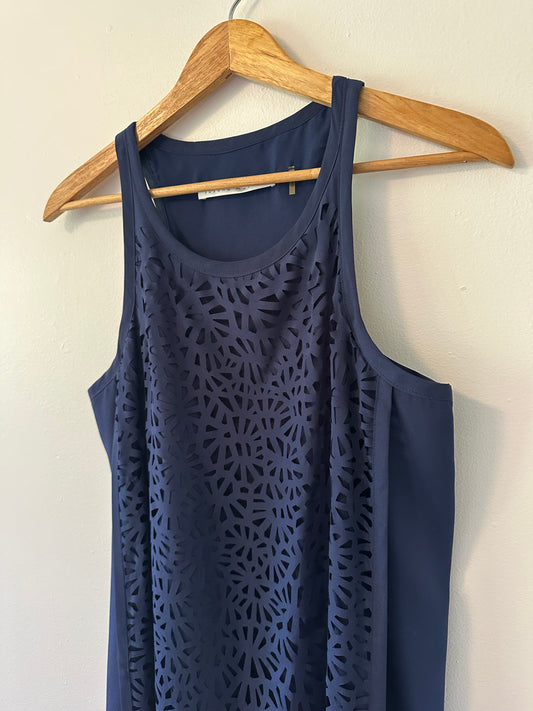 Susana Monaco Midnight Blue Laser Cut Mini Dress | Size 8
