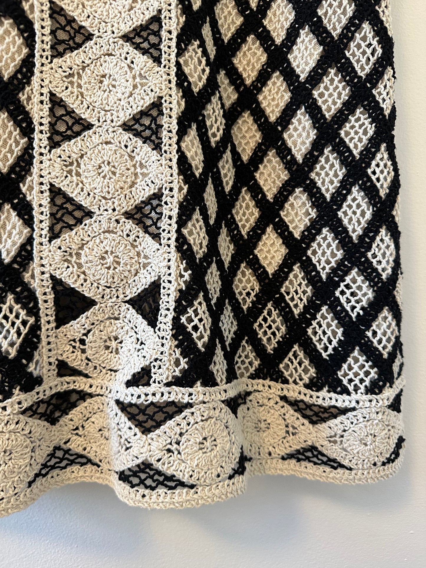 Z Supply Playa Dress in Black and Cream Crochet - Size Medium
