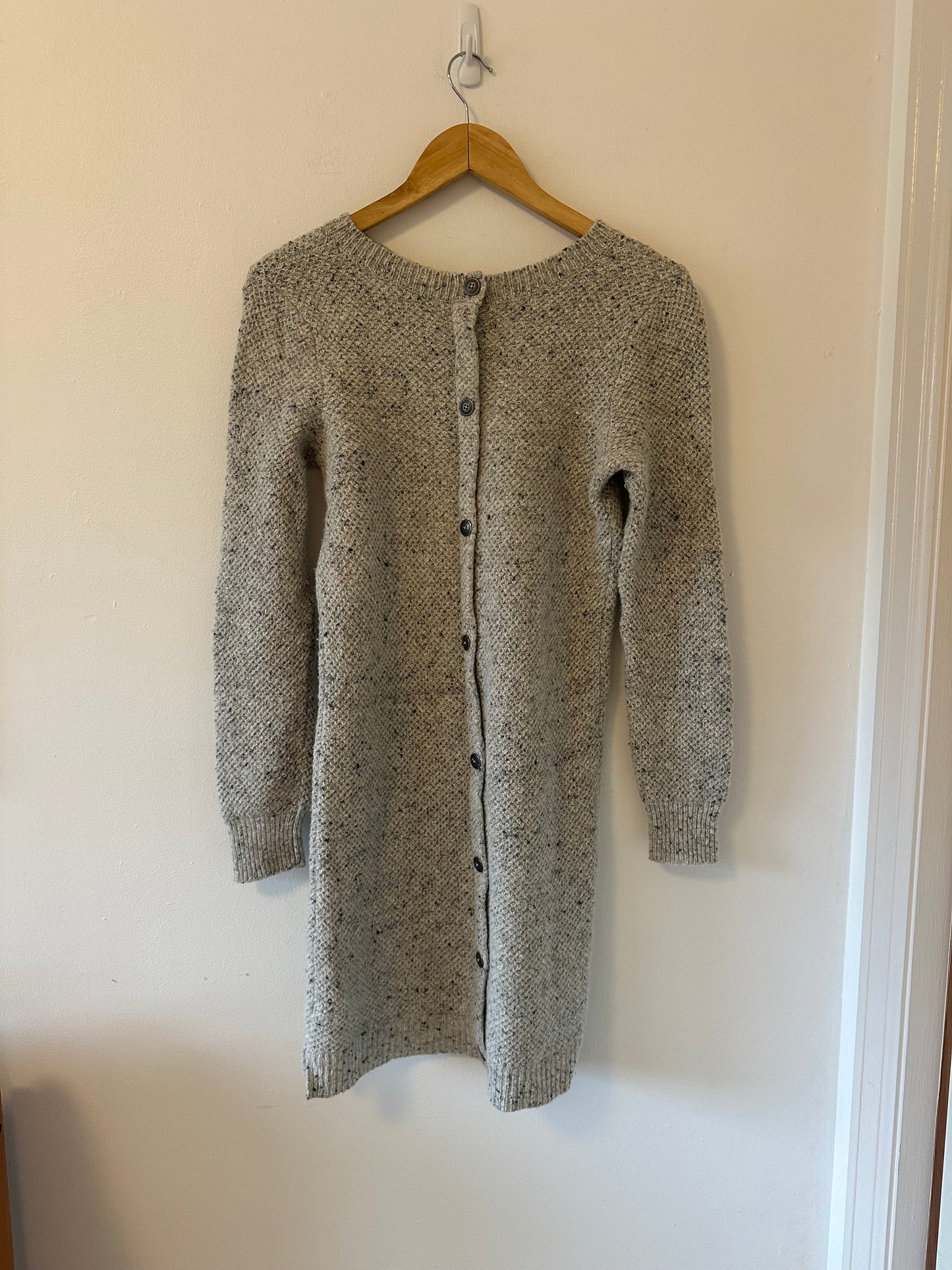 Madewell Gray Knit Long Sleeve Button Back Sweater Dress | Size Small