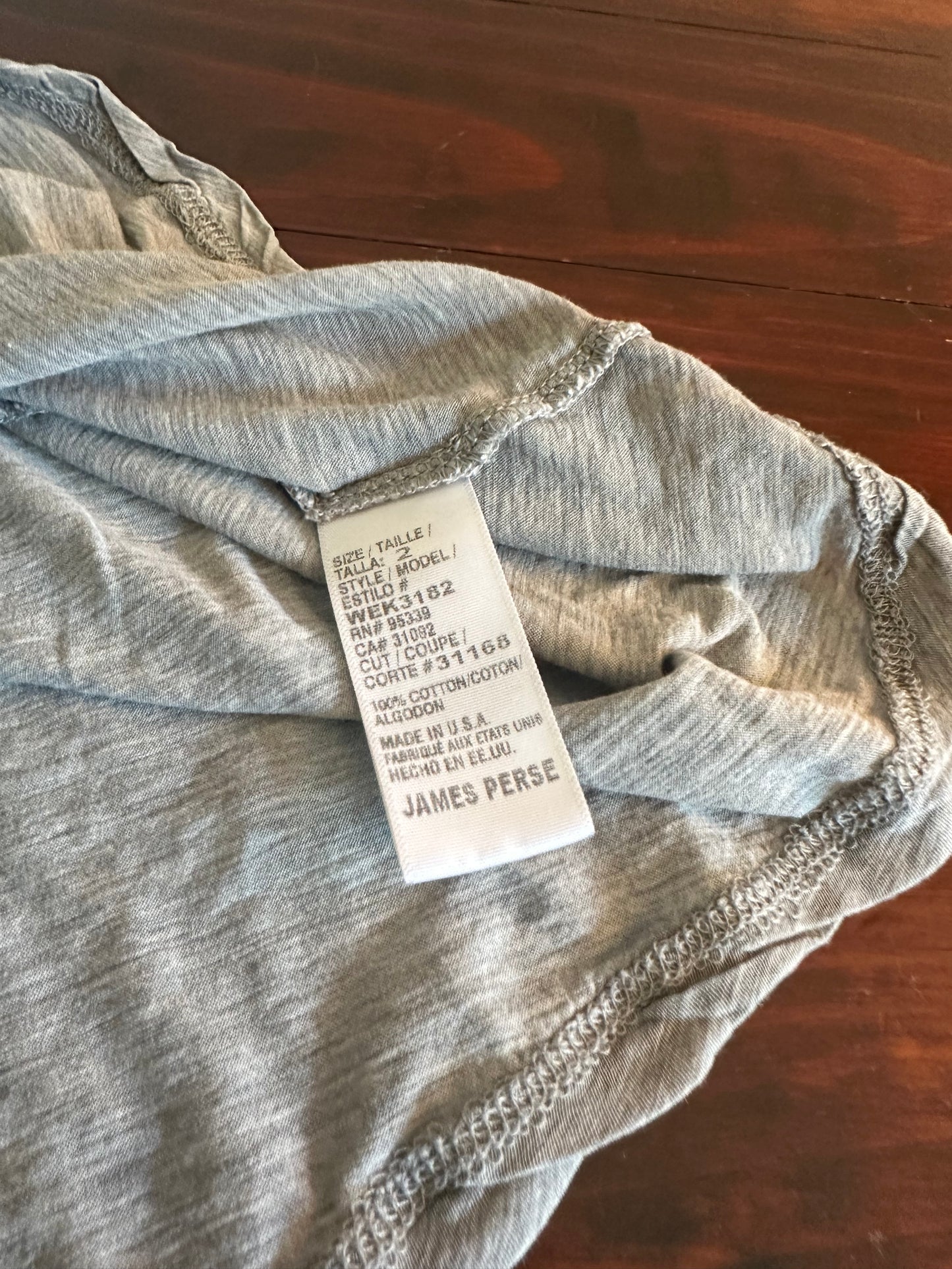 James Perse Gray Twist V-Neck Women's T-Shirt - Size 2