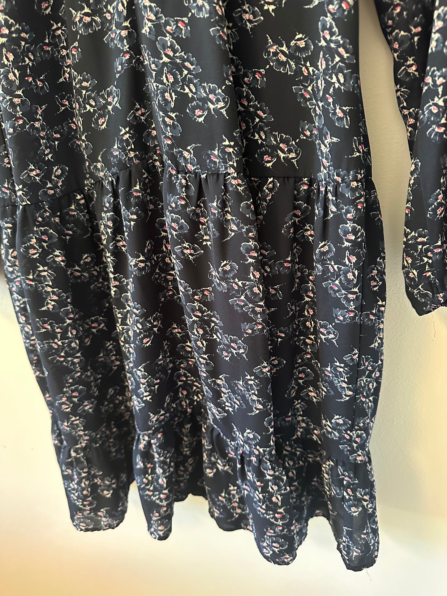 Banana Republic Navy Floral Long Sleeve Dress | Size XXSP