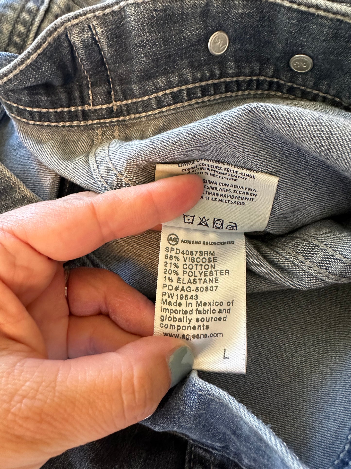 Ag Adriano Goldschmied Blue Stretch Denim Jacket | Size Large