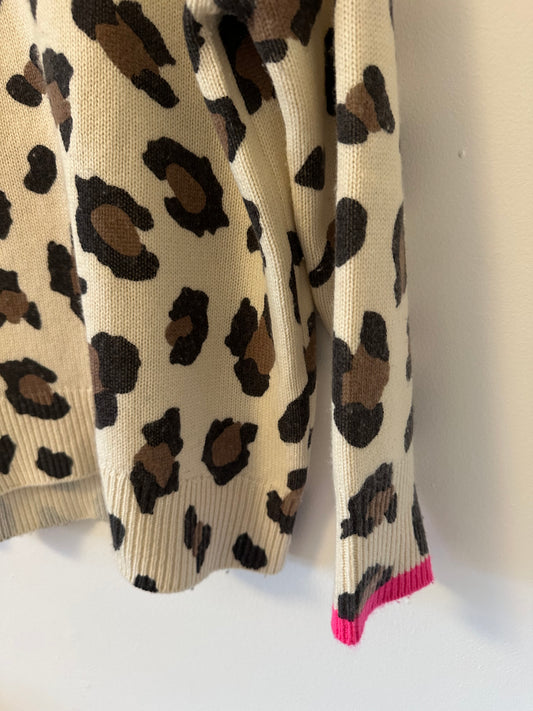 Sundry Women’s Leopard Print Wool Cashmere Blend Oversized Sweater | Size XS