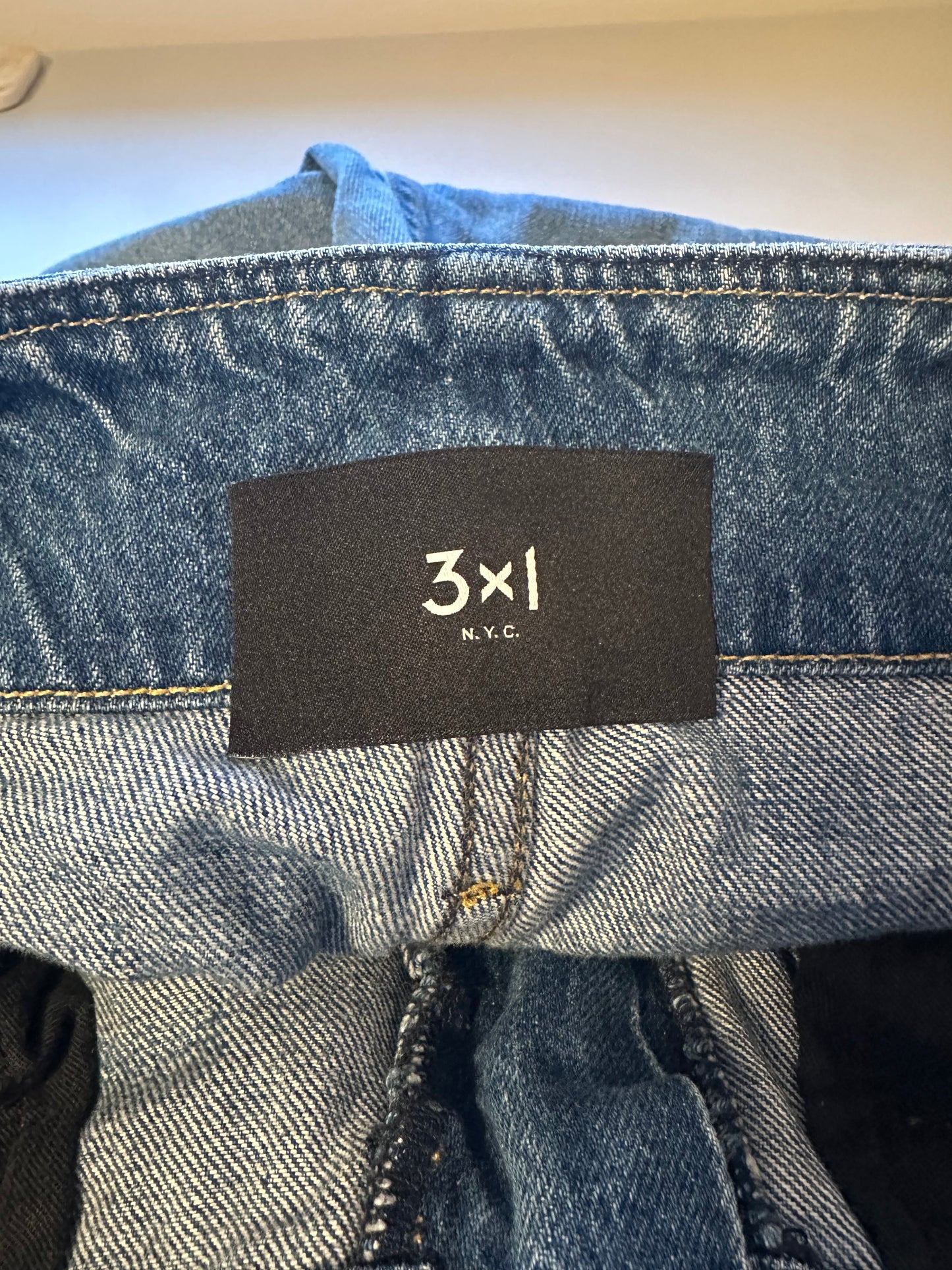 3x1 High Waist Paperbag Belted Cotton Blue Denim Jeans | Size 27