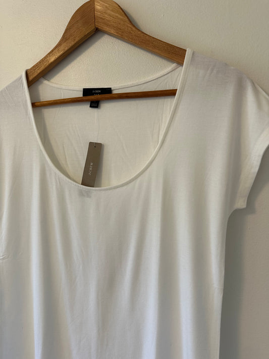 J. Crew NWT White Short Sleeve Ballet Neck Tee | Size Medium