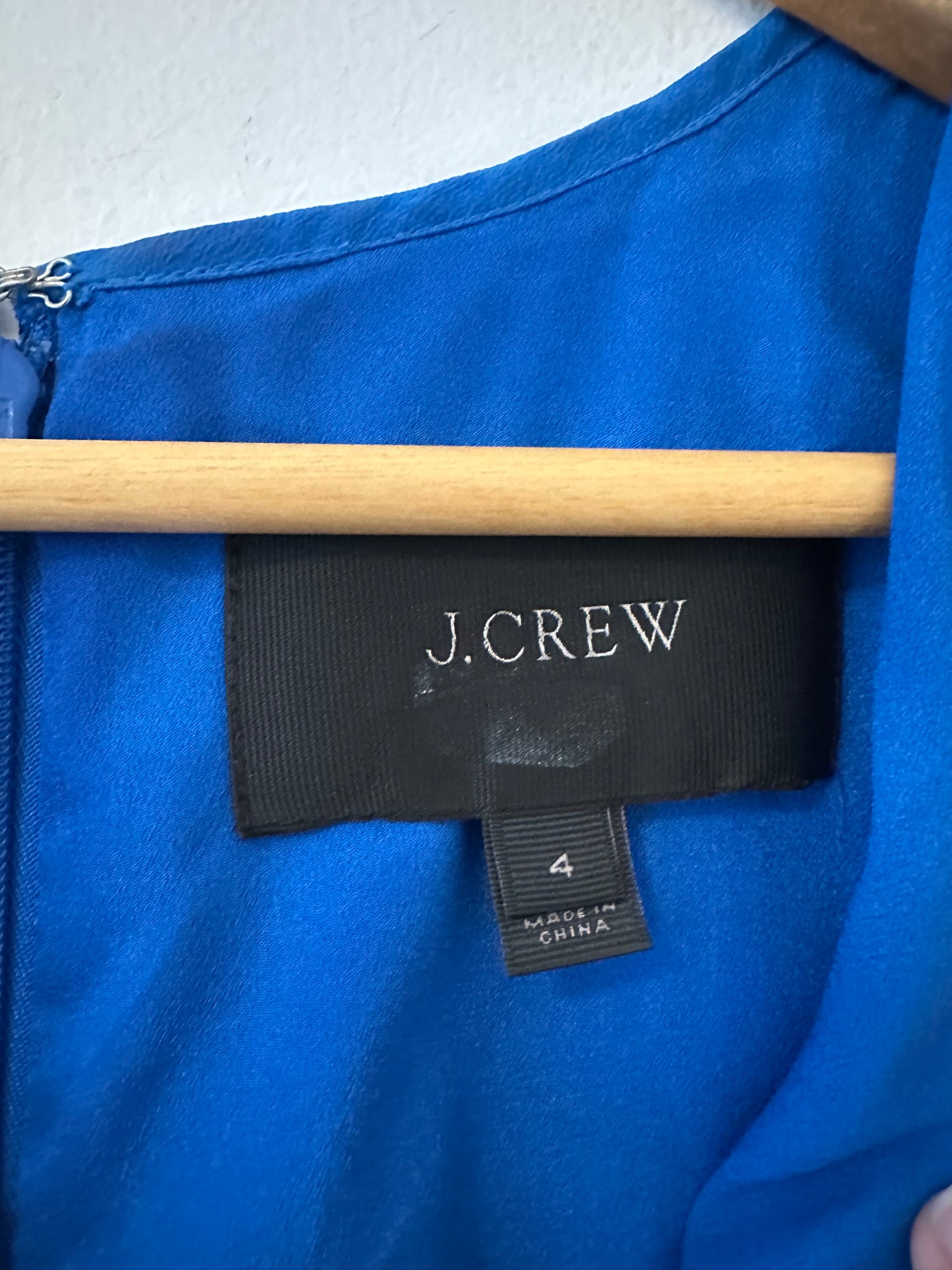 J. Crew Cinched Waist Silk Blue Floral V-Neck Dress - Size 4