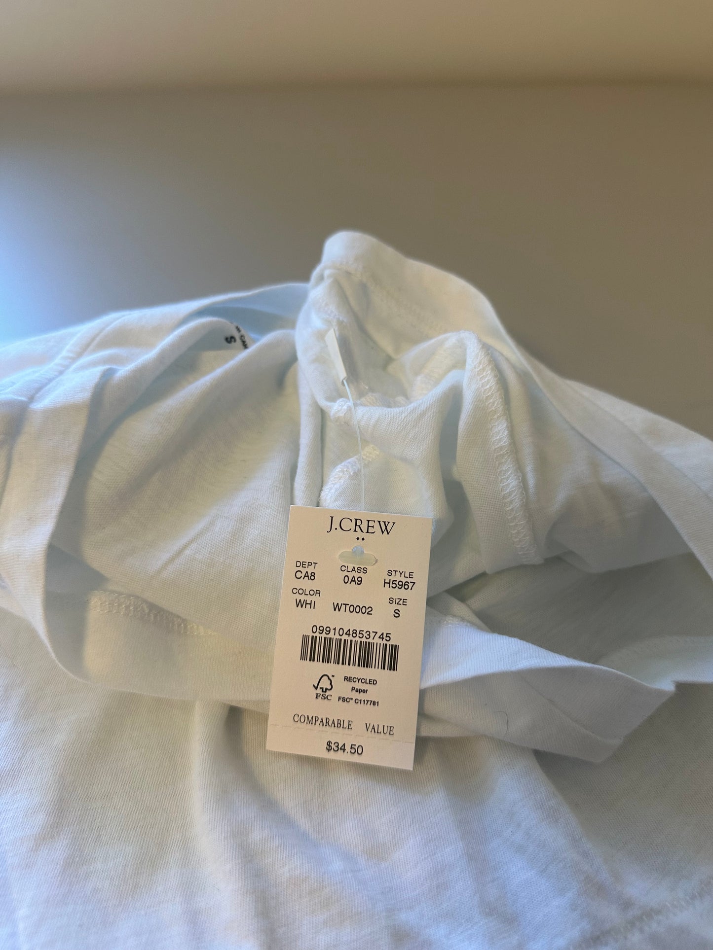 J. Crew - NWT White V-Neck Short Sleeve Cotton Tee | Size Small