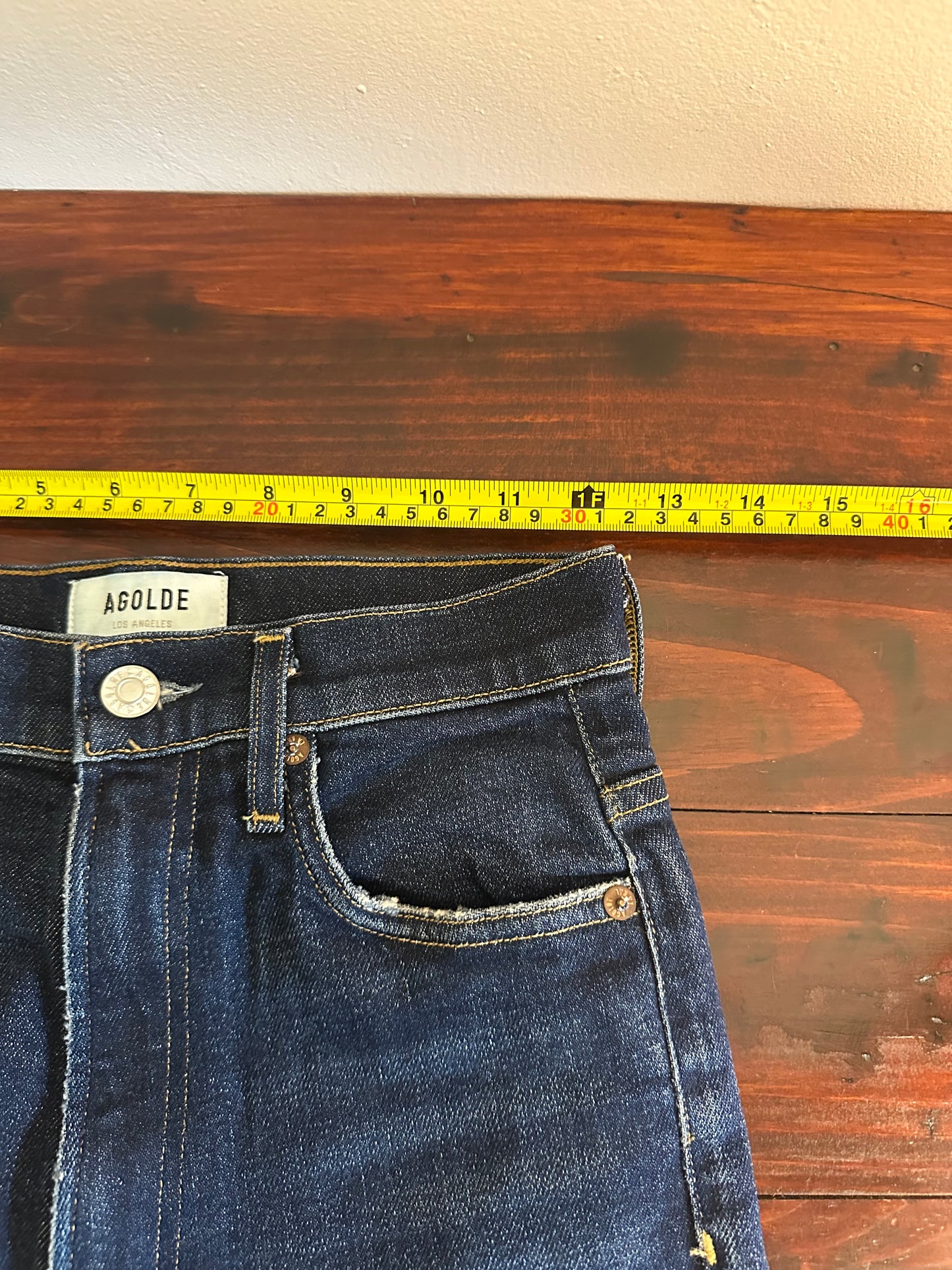 Agolde 90s Pinch Waist Ultra High Rise Dark Blue Jeans - Size 24