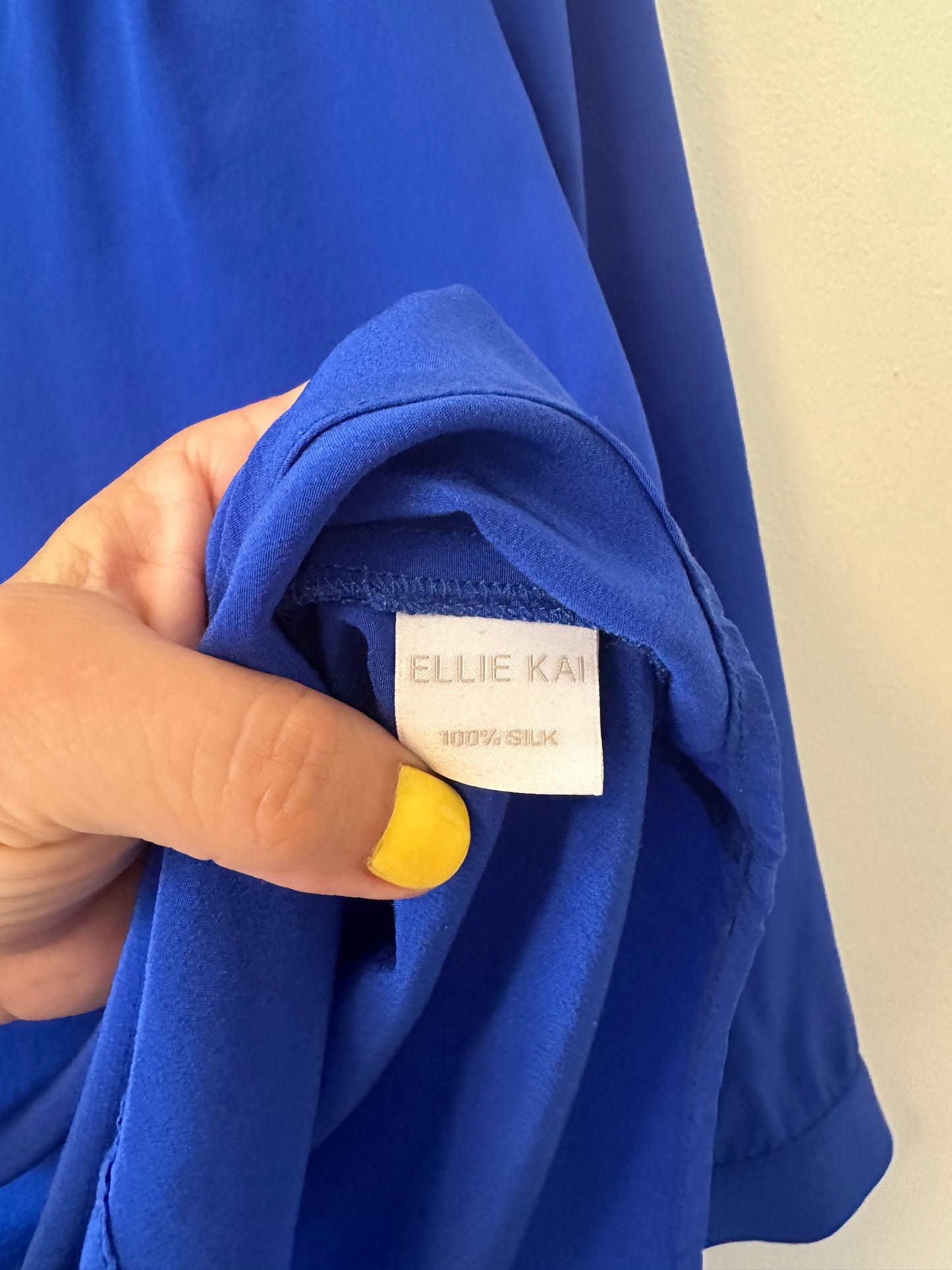 Ellie Kai Notch Neck Blue Silk Blouse - Size 2