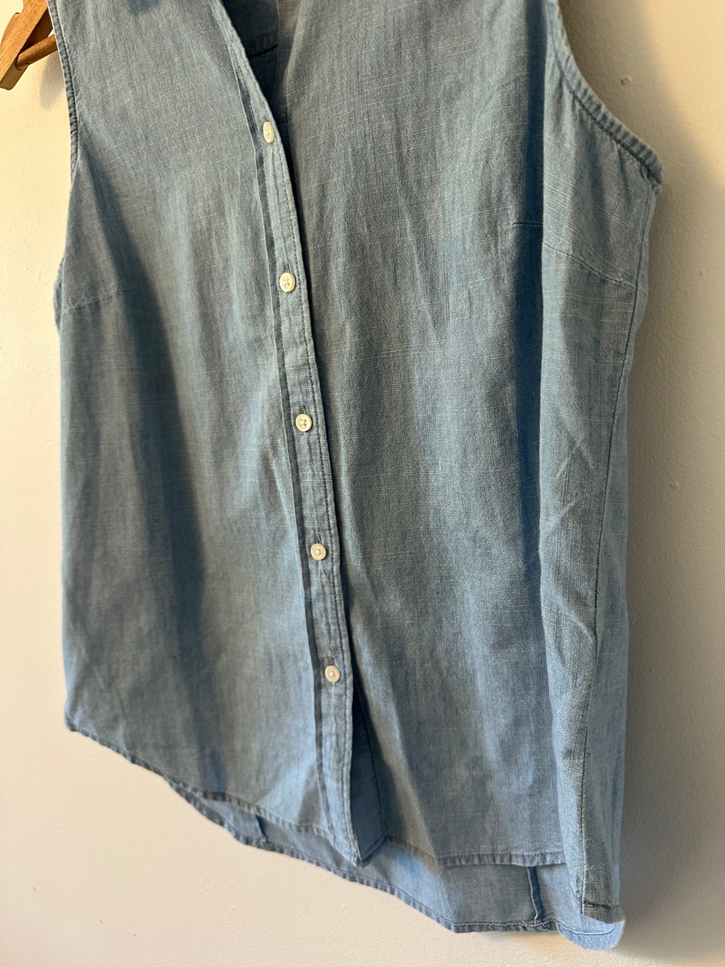 J. Crew Women's Blue Sleeveless Button Down Cotton Shirt | Size Small