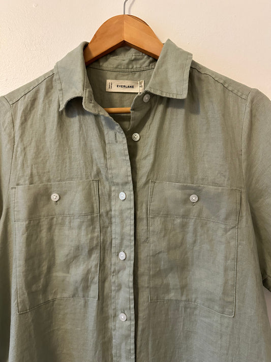 NWT Everlane Daytripper Oversized Shirt Dress in Linen | Size XS