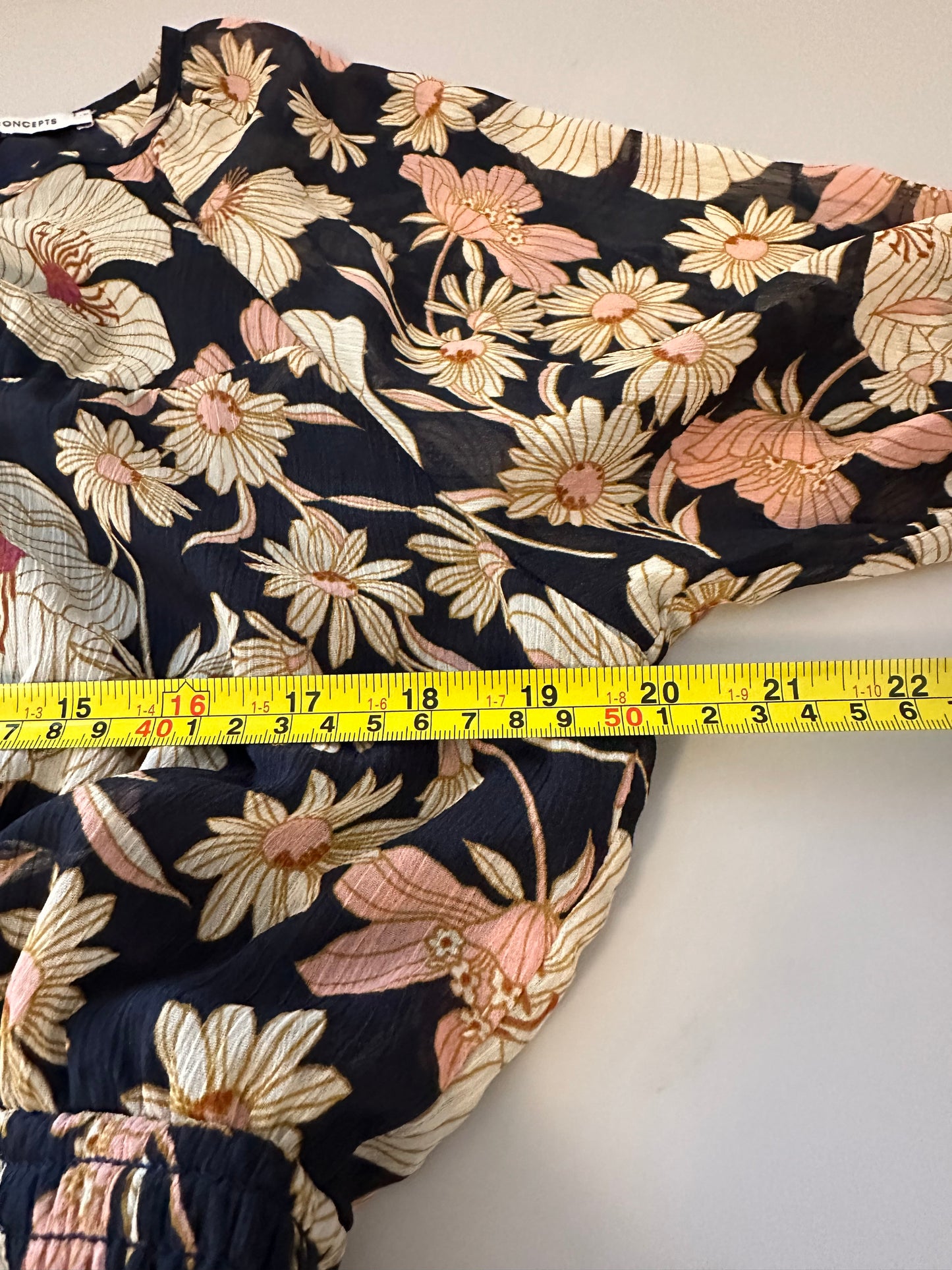 Collective Concepts Chiffon Black and Cream Floral Dress | Size XL