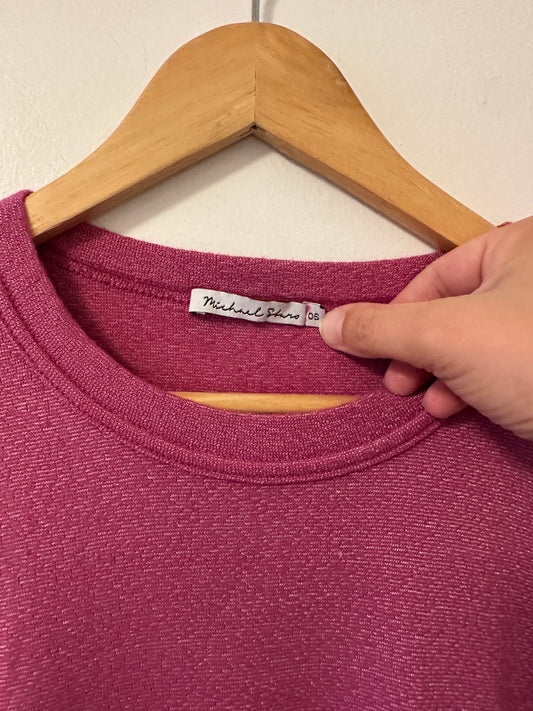 Michael Stars Shine Berry Pink Knit 3/4 Length Sleeve Top | One Size