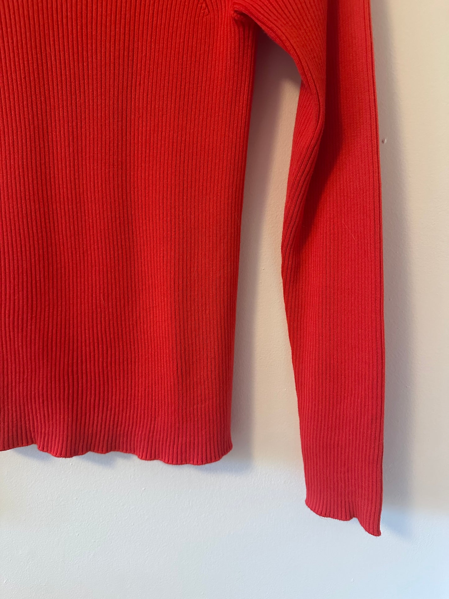 Boden Poppy Red Women's Ribbed Lightweight Cotton Sweater | Size 8