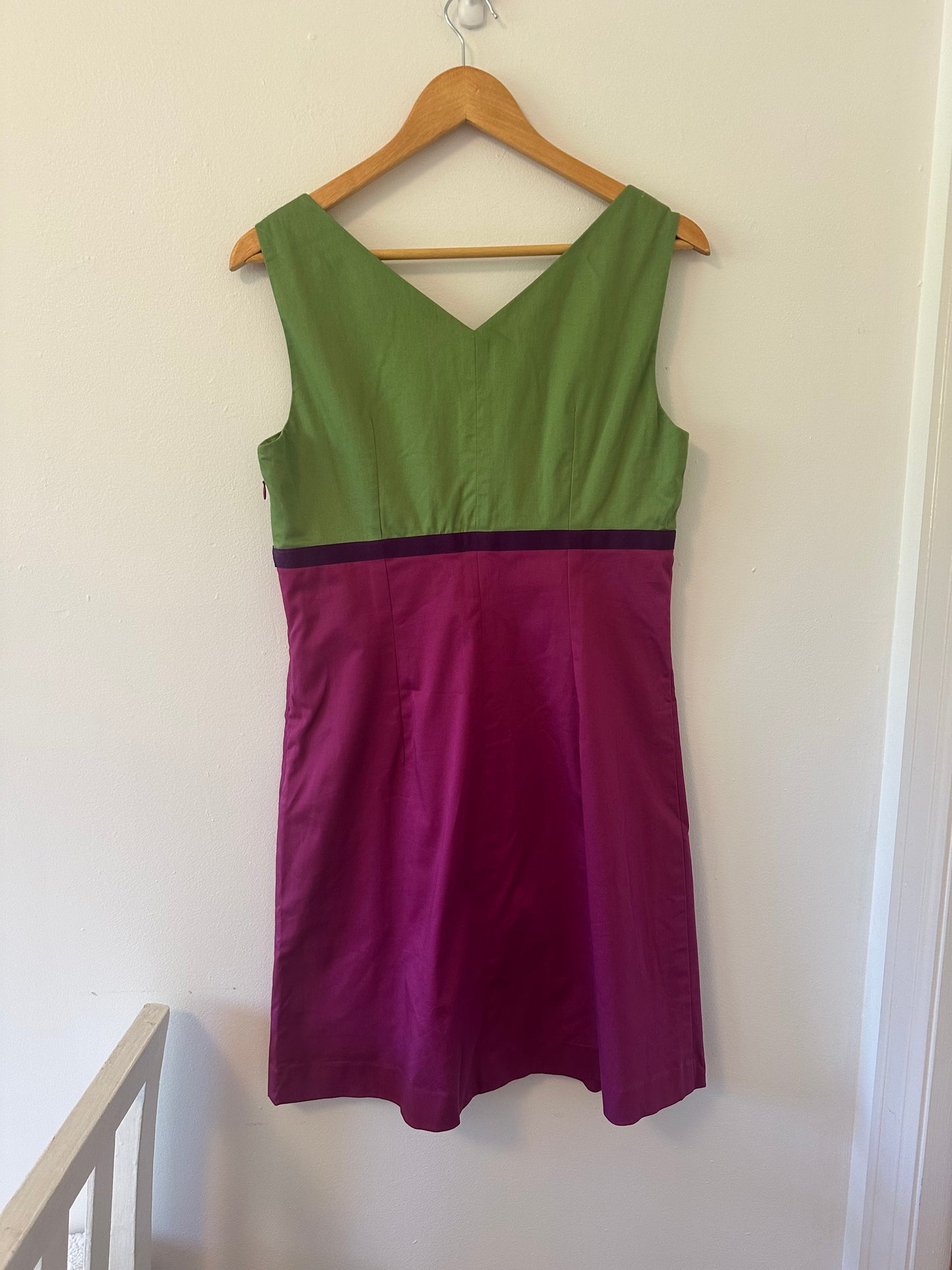 Boden Green and Pink Colorblock Sleeveless Shift Dress - Size 12