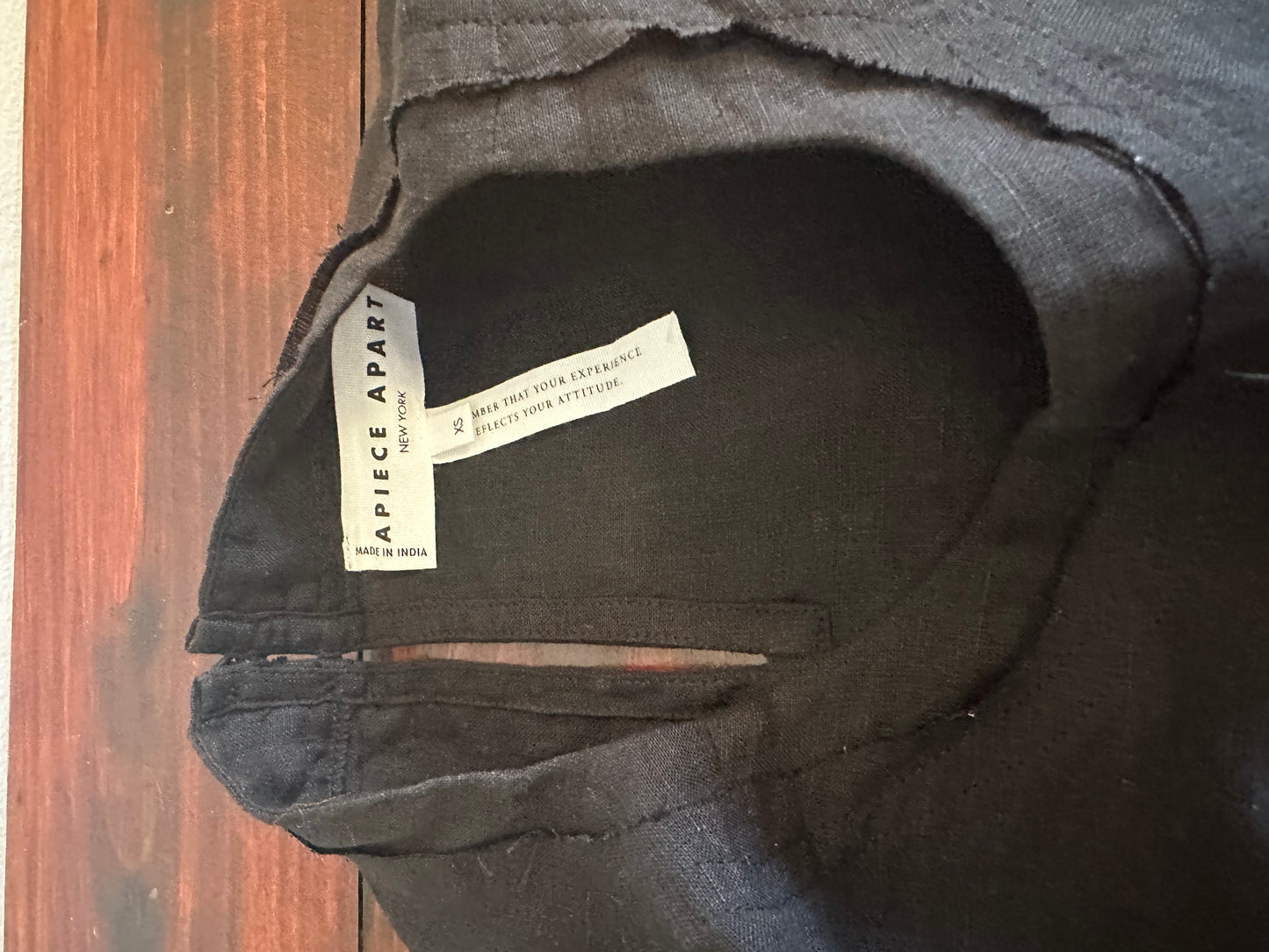 Apiece Apart Black Raw Edge Hem Peasant Blouse with Pouf Sleeves - Size XS