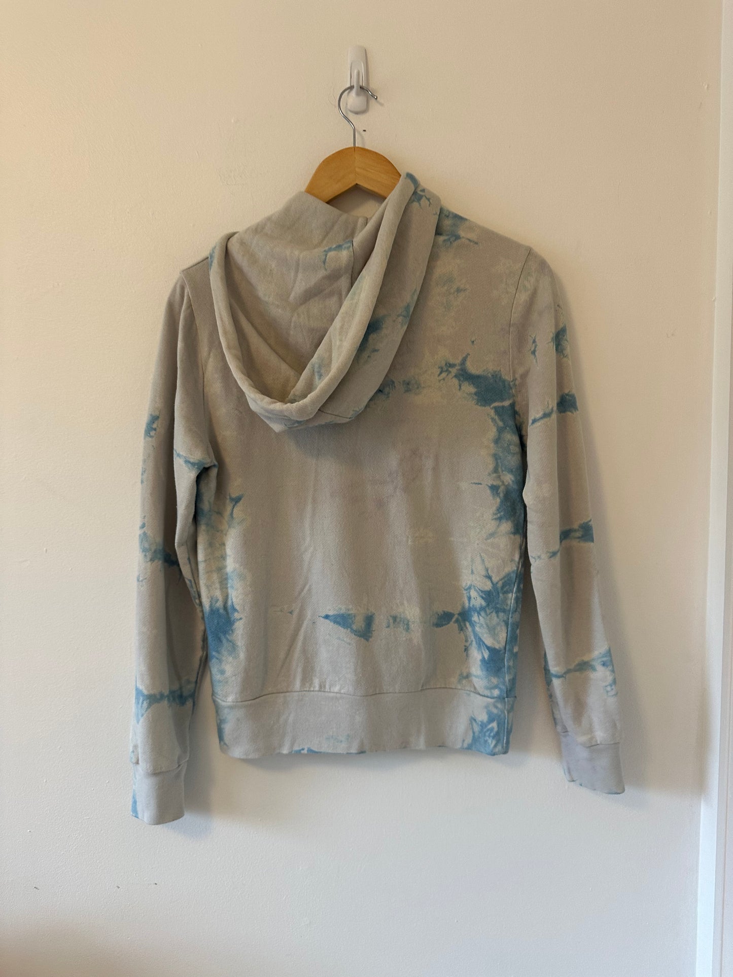 Vintage Blue Tie-Dye Cotton Hoodie Sweatshirt