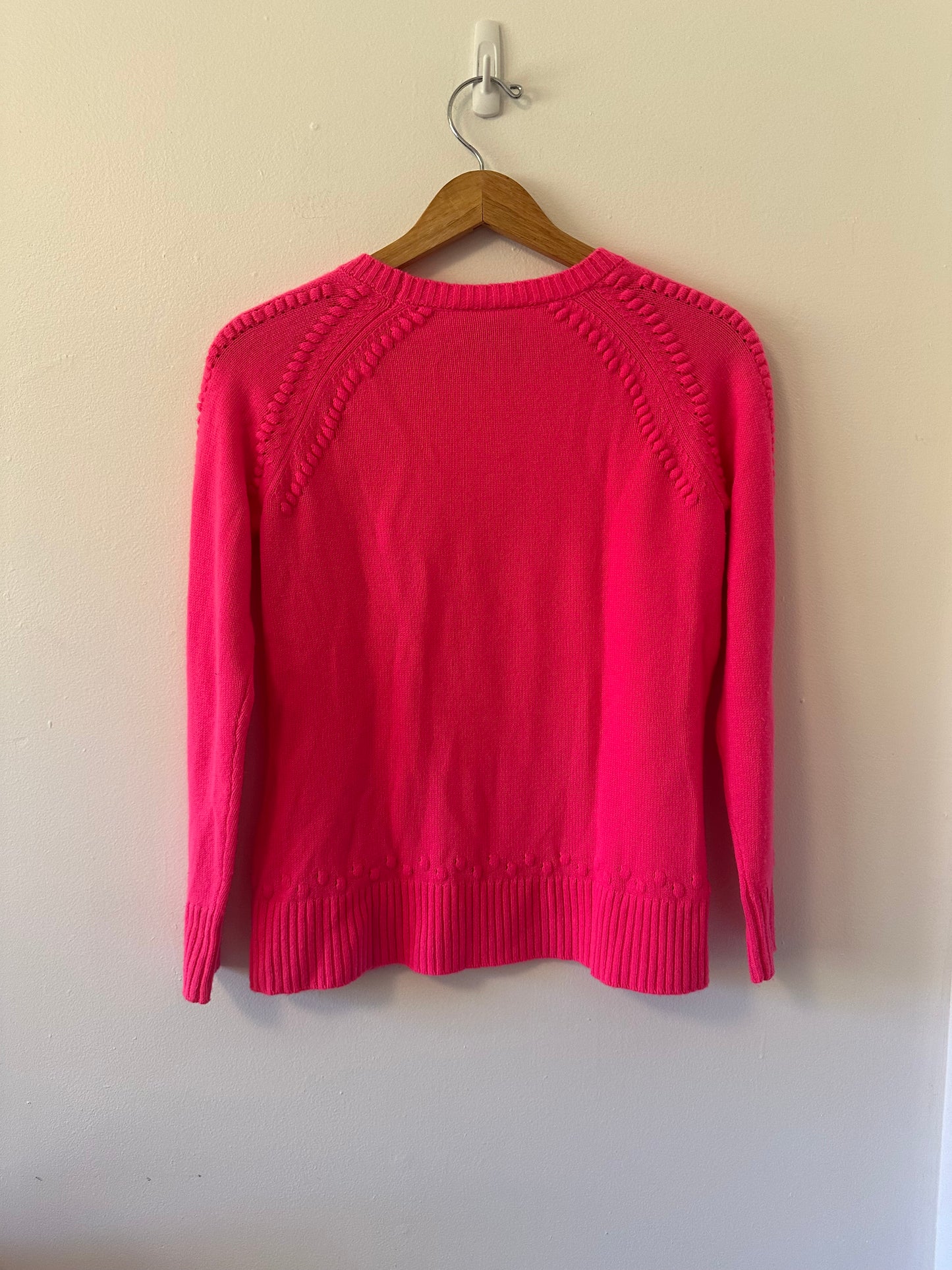Sail to Sable Bright Pink Crew Neck Wool and Cashmere Sweater | Size Small
