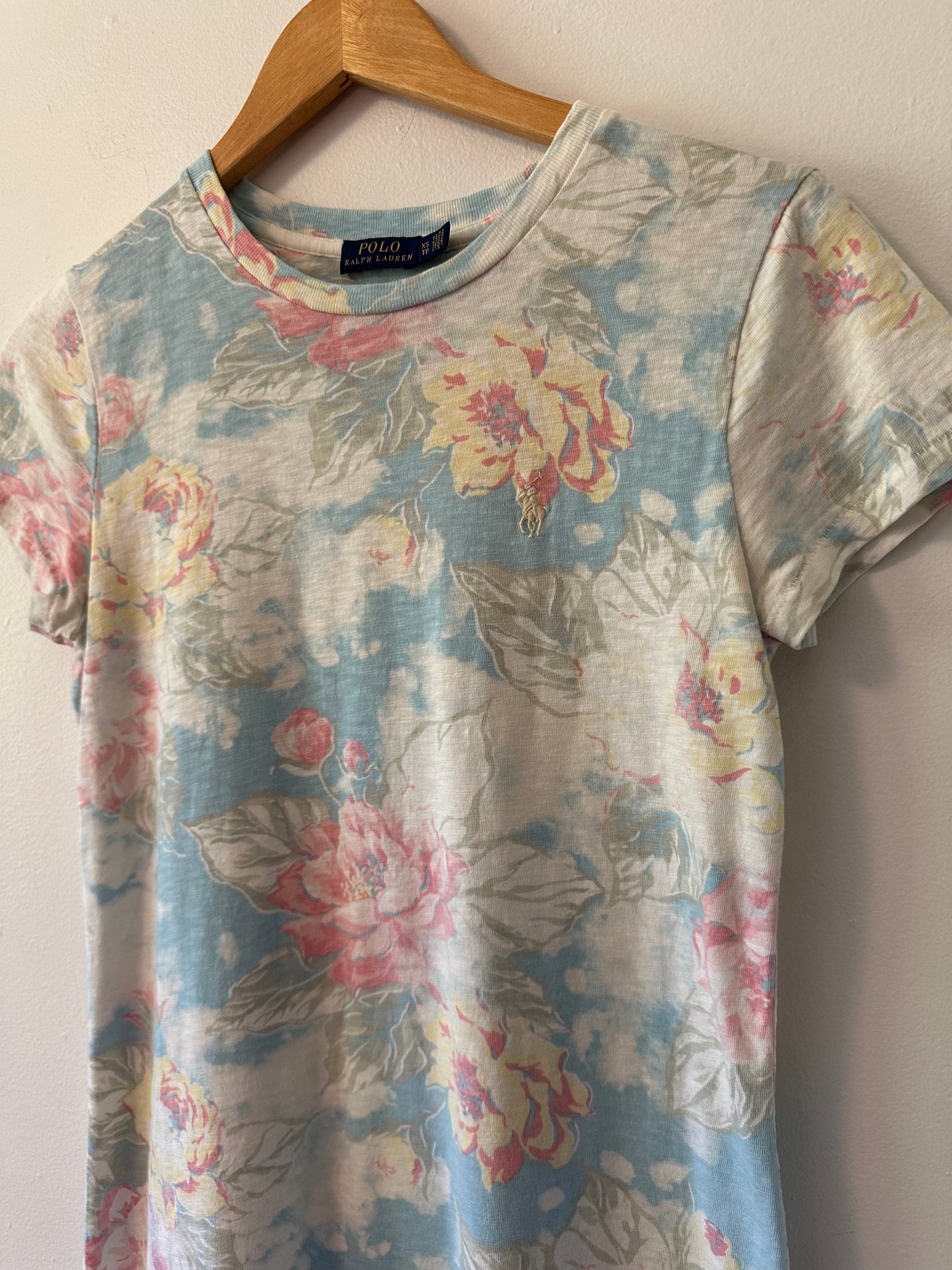Polo Ralph Lauren Floral Cotton Mini Dress in Blue and Pink | Size XS