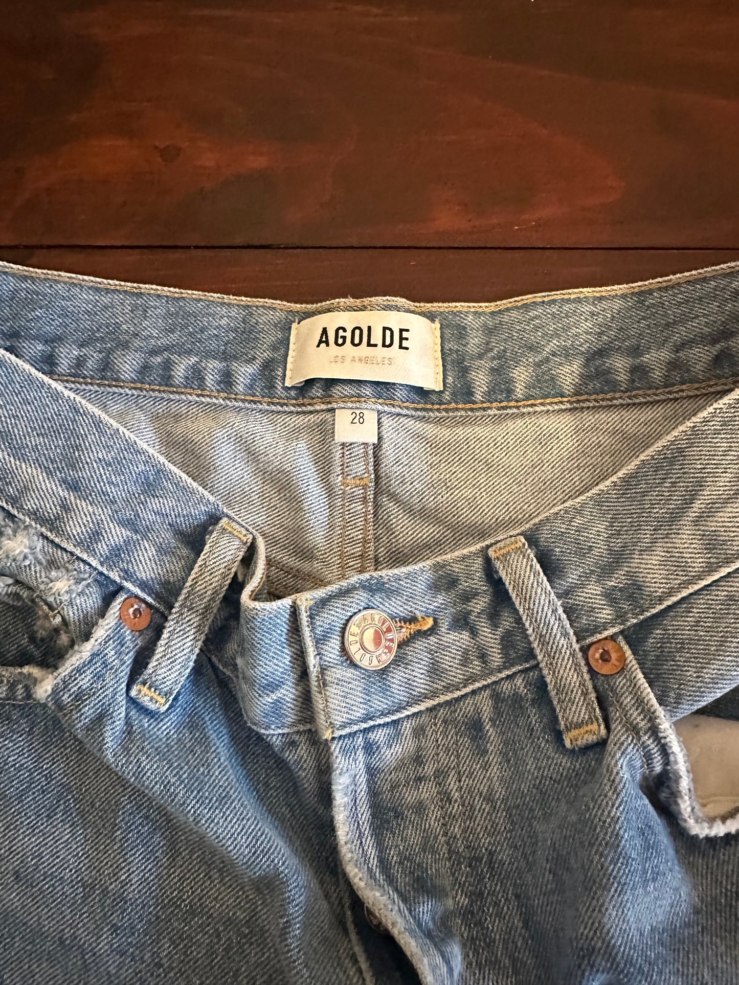 Agolde Parker Distressed Denim Shorts - Size 28