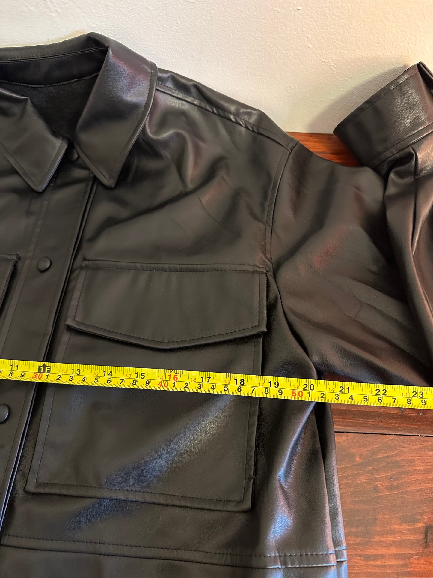 Zara Classic Black Faux Leather Oversized Jacket