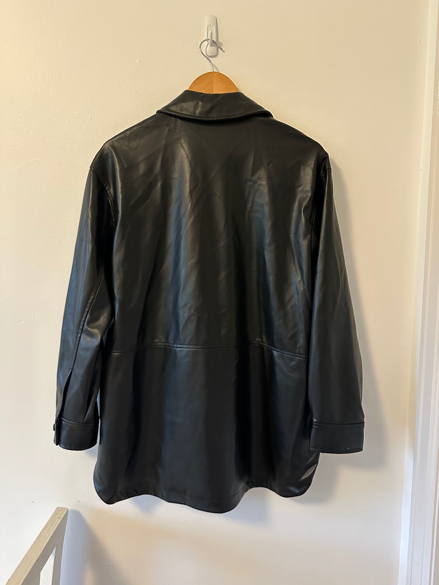 Zara Classic Black Faux Leather Oversized Jacket