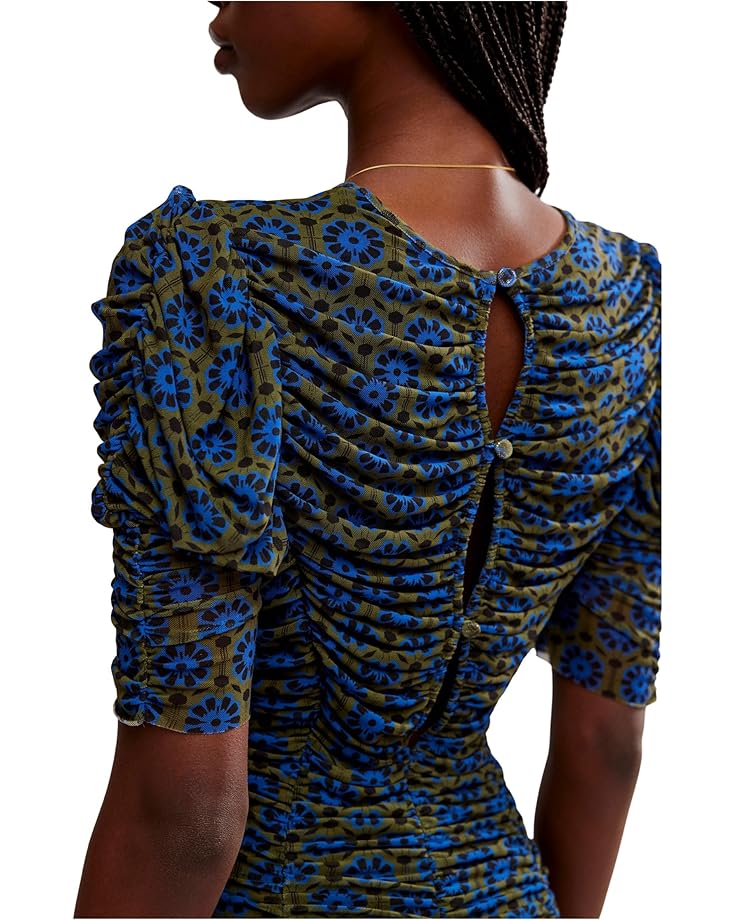 NWT Free People Briella Printed Army Green Combo Floral Dress - Size Small