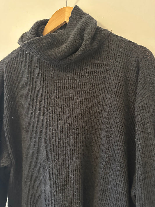 We The Free Black Oversized Ribbed Turtleneck Sweater - Size Small