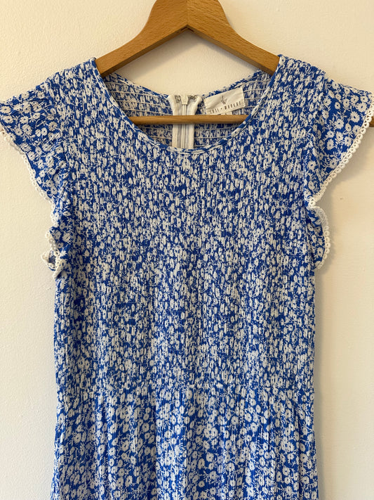 Lost + Wander Pick Me Blue Floral Print Midi Dress Size Small