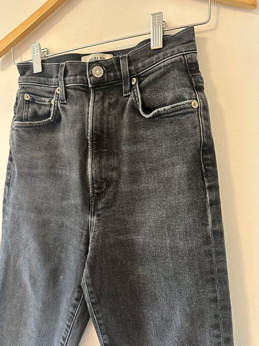 Agolde High Rise Black Pinch Waist Skinny Jeans - Size 24