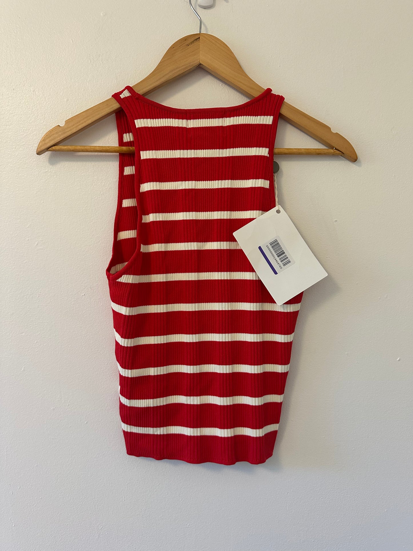 NWT Solid & Striped Red and White Striped Ribbed CarsonTank Top - Size XL