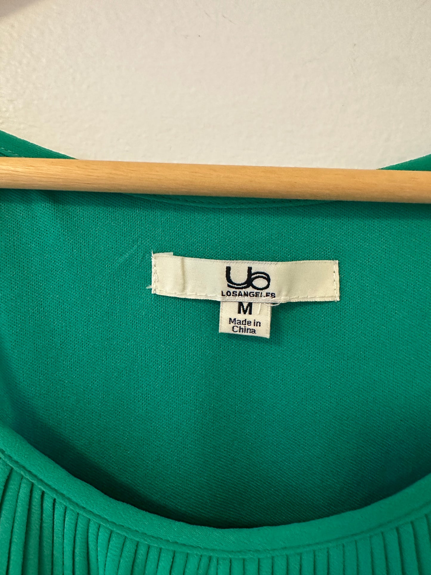 Ya Los Angeles Green Tiered Pleated Dress - Size Medium
