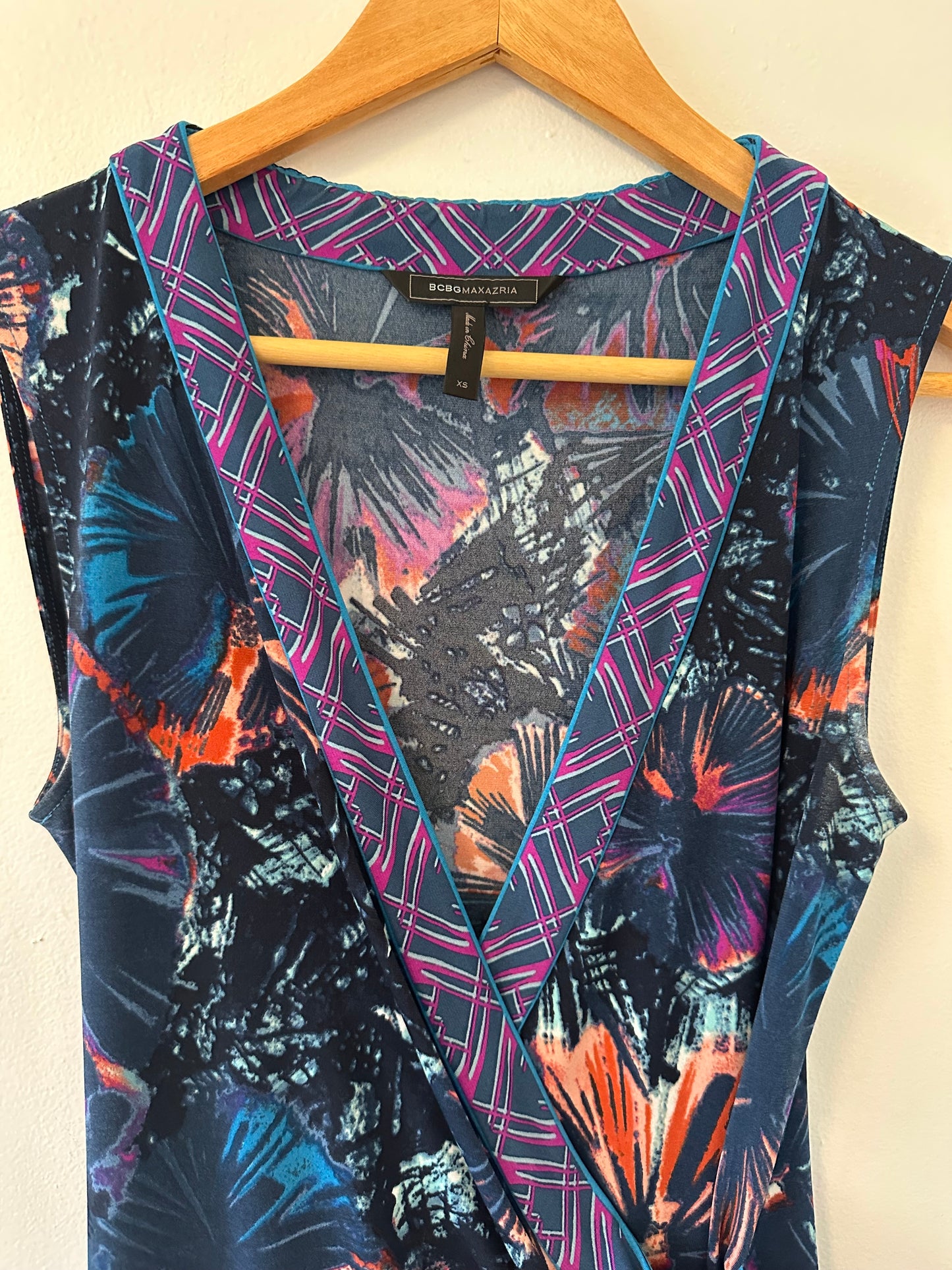 BCBG Max Azria Floral Wrap Dress - Multicolor Size XS