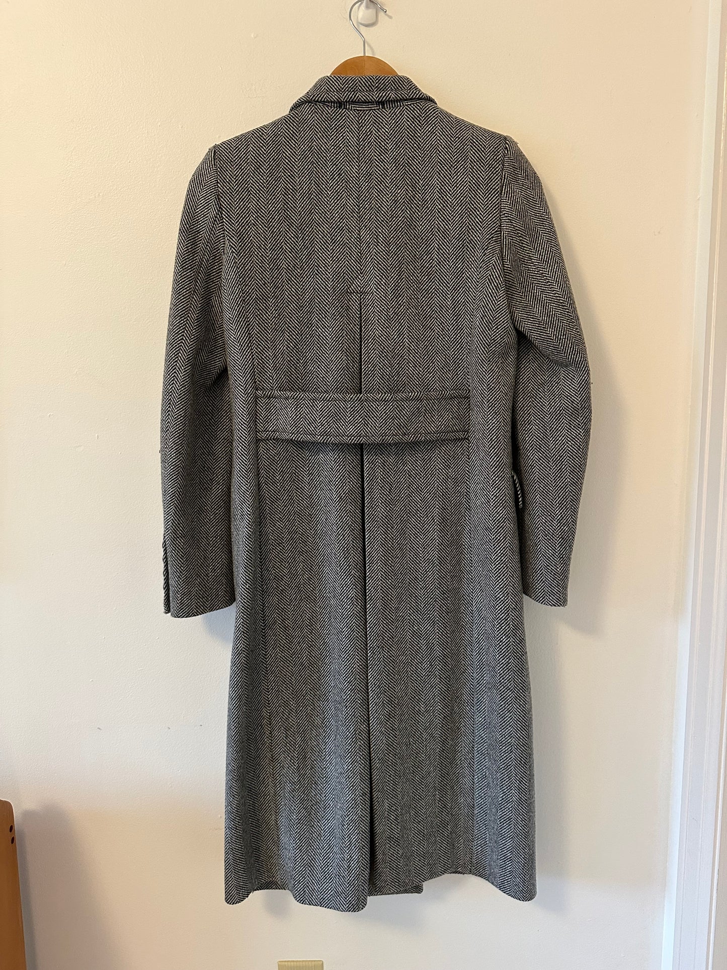 Uniqlo x Carine Roitfeld Herringbone Wool Blend Double Breasted Coat | Size XS