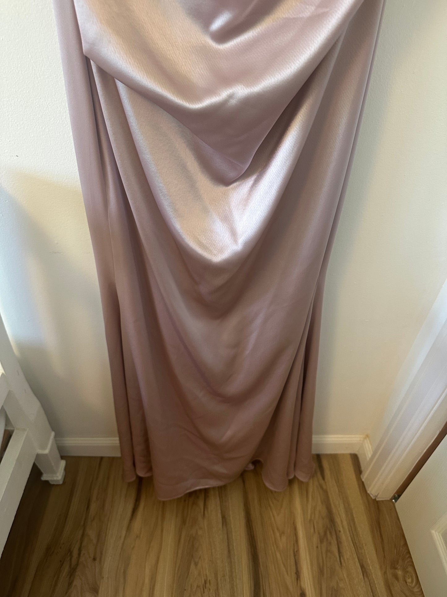 Talbot Runhof Bateau Neck Satin Floor Length Gown in Lilac - Size 12