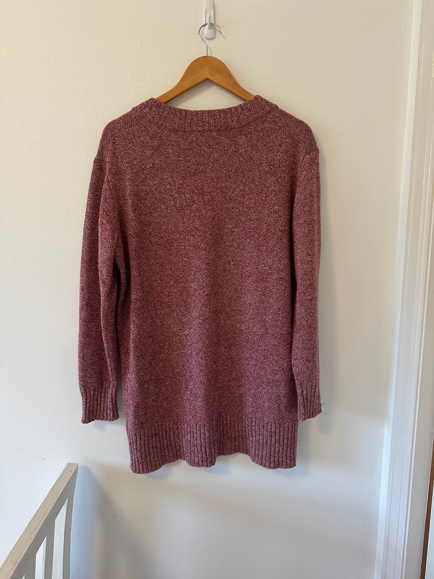 Athleta Vital V-Neck Tunic Sweater in Marled Red - Size Medium