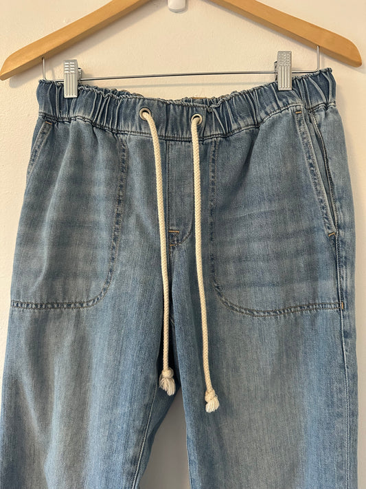 J. Crew Relaxed Fit Light Blue Jeans with Elastic Drawstring Waist | Size 26