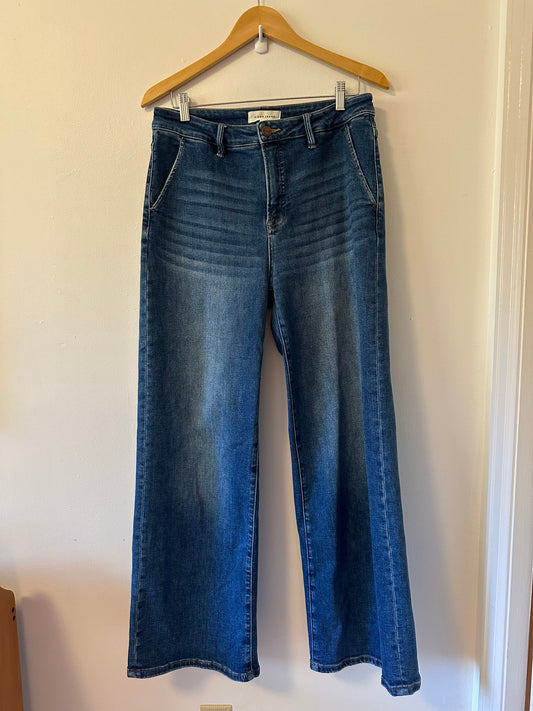 Risen Wide Leg Stretch Slant Pocket Jeans | Size 31