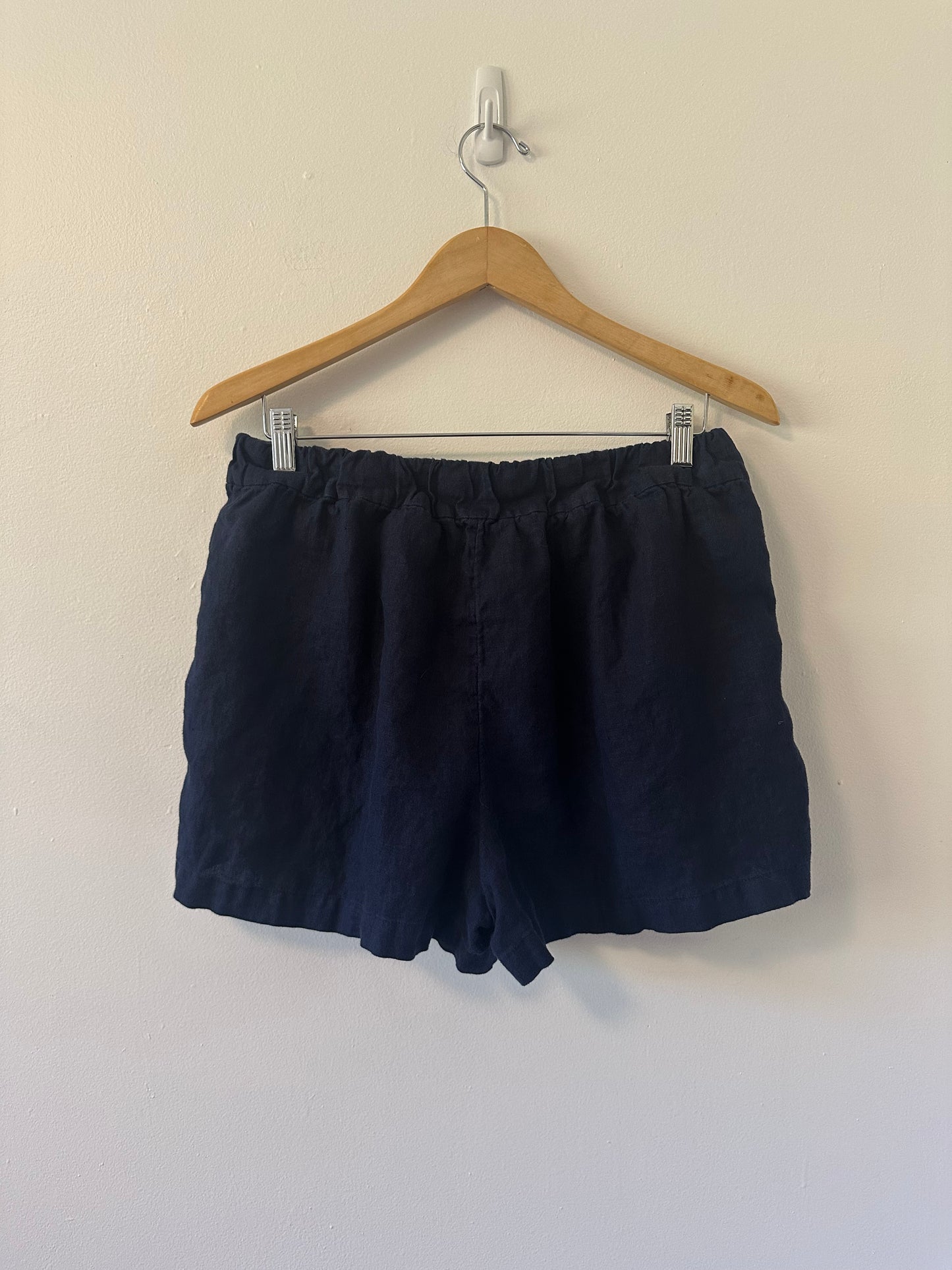 J. Crew High Waist Navy Linen Pull On Relaxed Fit Shorts | Size Medium